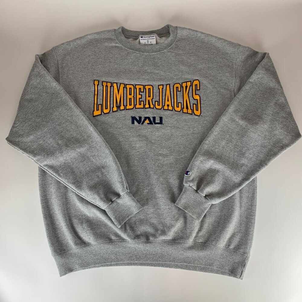 Northern Arizona Lumberjacks NCAA Gray Champion Stitched Sweatshirt Mens XL